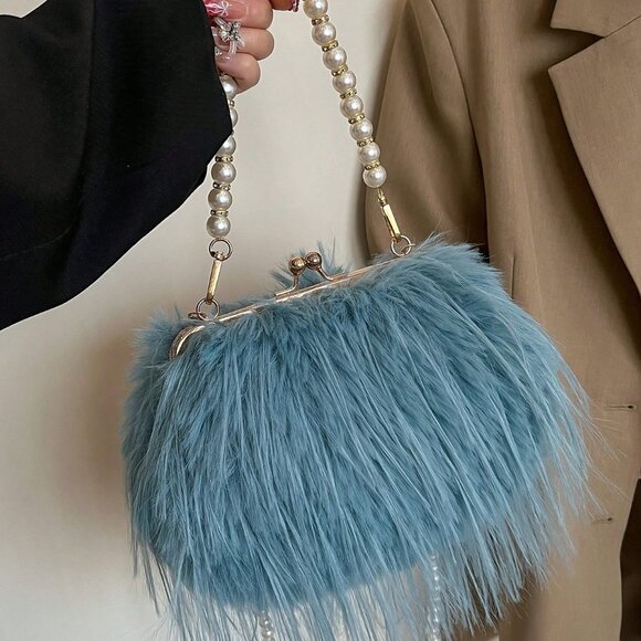 Blue Glamorous Women's Versatile Shoulder Flap Chain Handbag - Picture 3 of 6